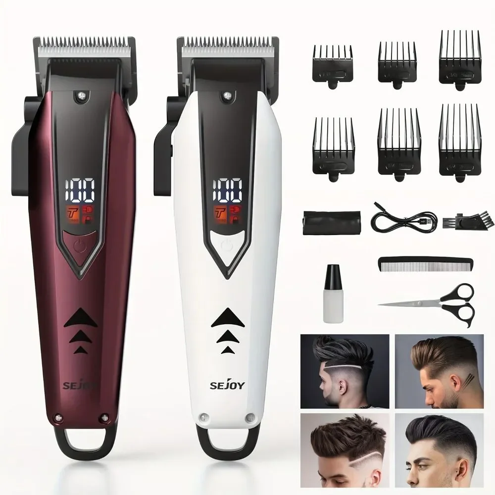 Sejoy Cordless Hair Clippers for Men LED Display Red New